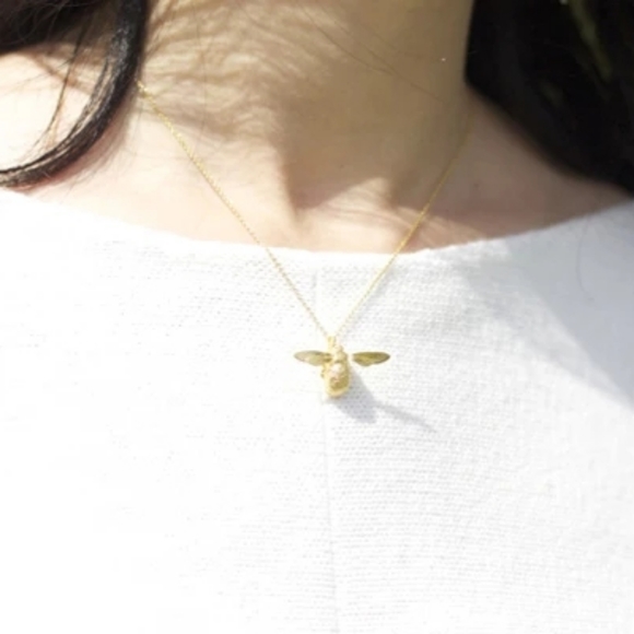!NEW Gold Bee Necklace | 18k/.925 Adjustable Size - Picture 8 of 16